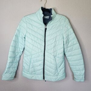 Free Country‎ Womens Lightweight Puffer Jacket S Small Blue Zipper Mint Teal